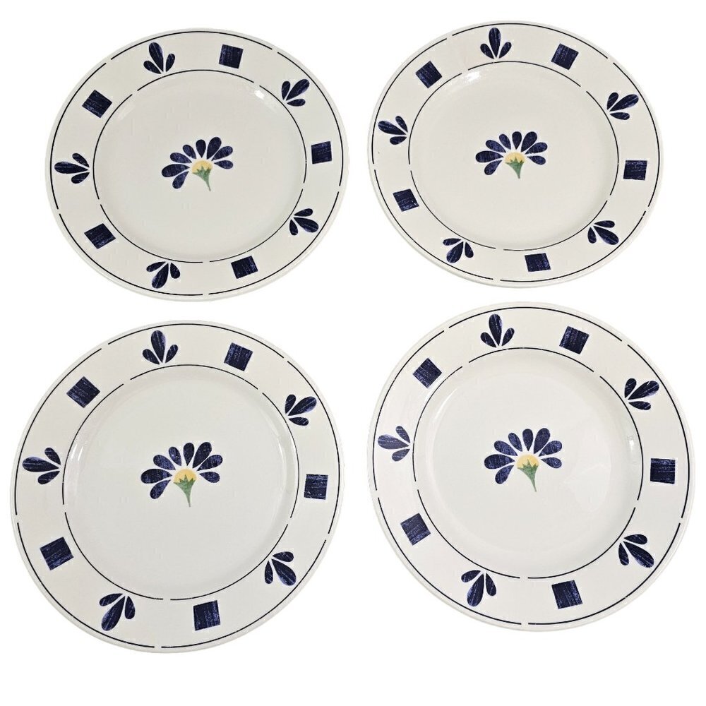 Oneida Spring Daisy Majesticware 8” Ceramic Salad Luncheon Plates – Set of 4